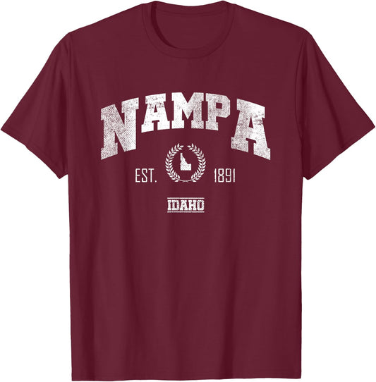 Nampa ID | Idaho | Vintage Throwback T-Shirt - T-Shirt | Maroon