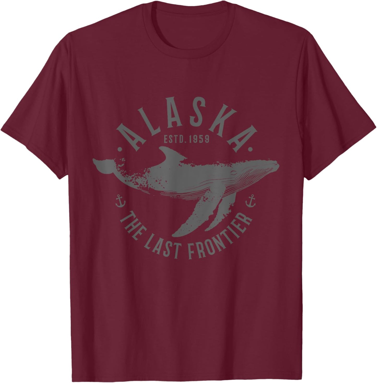 Alaska The Last Frontier Whale Ocean Nautical Souvenir T-Shirt - T-Shirt | Maroon