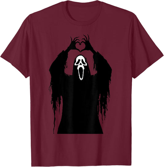 Halloween Scary Face Horror Poster T-Shirt - T-Shirt | Maroon