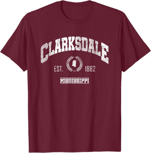 Clarksdale MS | Mississippi | Vintage Throwback T-Shirt - T-Shirt | Maroon