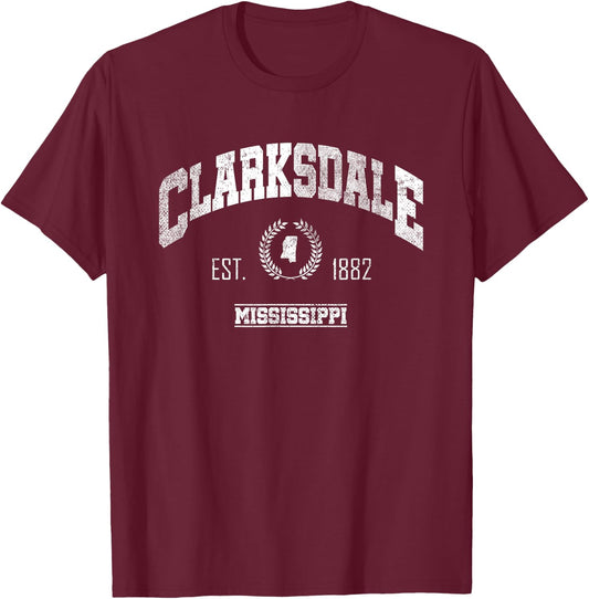 Clarksdale MS | Mississippi | Vintage Throwback T-Shirt - T-Shirt | Maroon