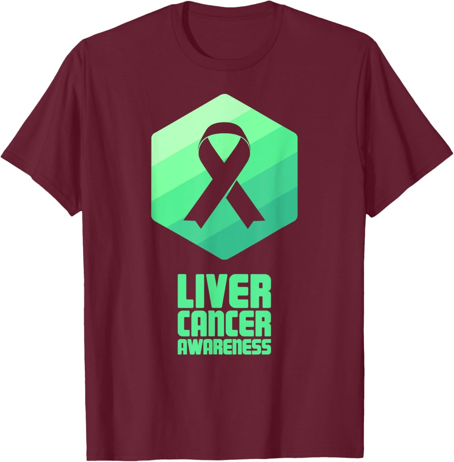Ribbon | Hepatic Awareness Present - Liver Cancer T-Shirt - T-Shirt | Maroon