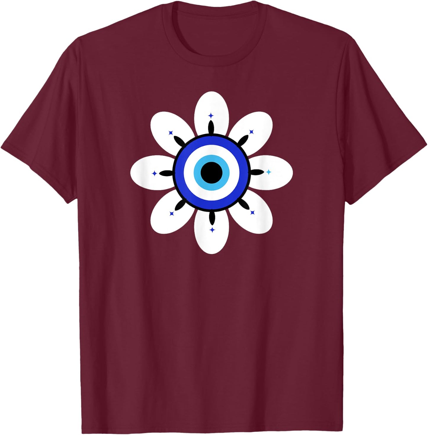 Evil Eye Cute Flower Esoteric Mystical Aesthetic T-Shirt - T-Shirt | Maroon