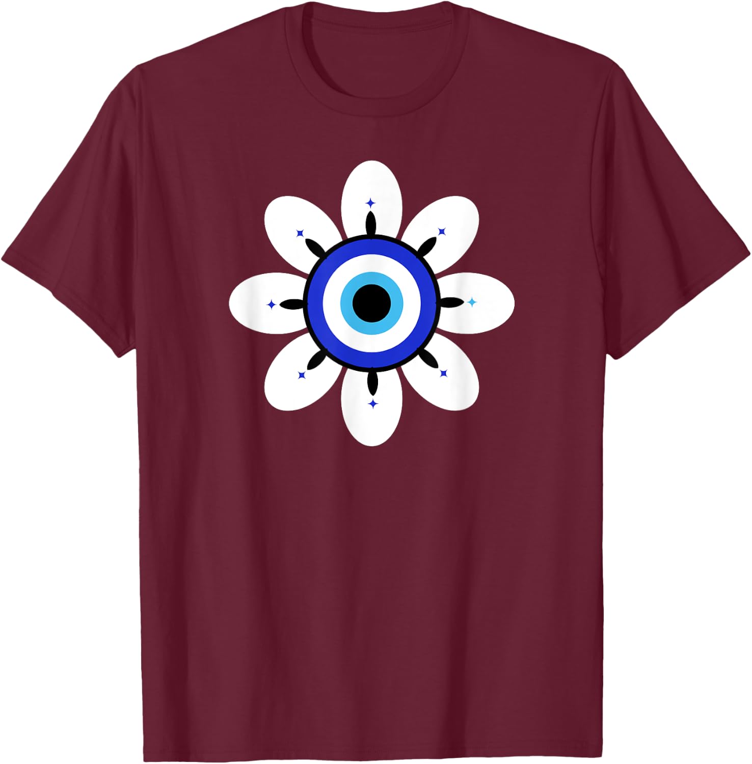Evil Eye Cute Flower Esoteric Mystical Aesthetic T-Shirt - T-Shirt | Maroon