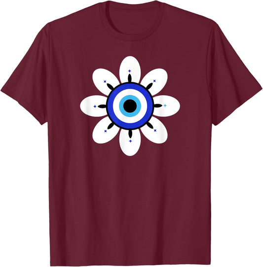 Evil Eye Cute Flower Esoteric Mystical Aesthetic T-Shirt - T-Shirt | Maroon