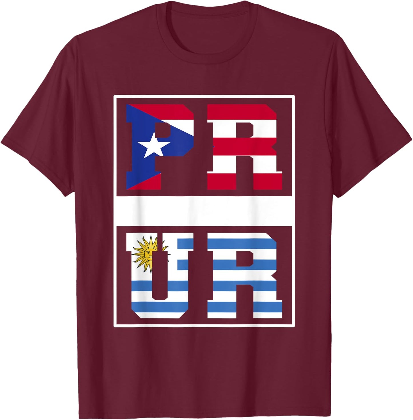 Half Boricua Uruguayan Mixed Heritage Puerto Rico Uruguay T-Shirt - T-Shirt | Maroon