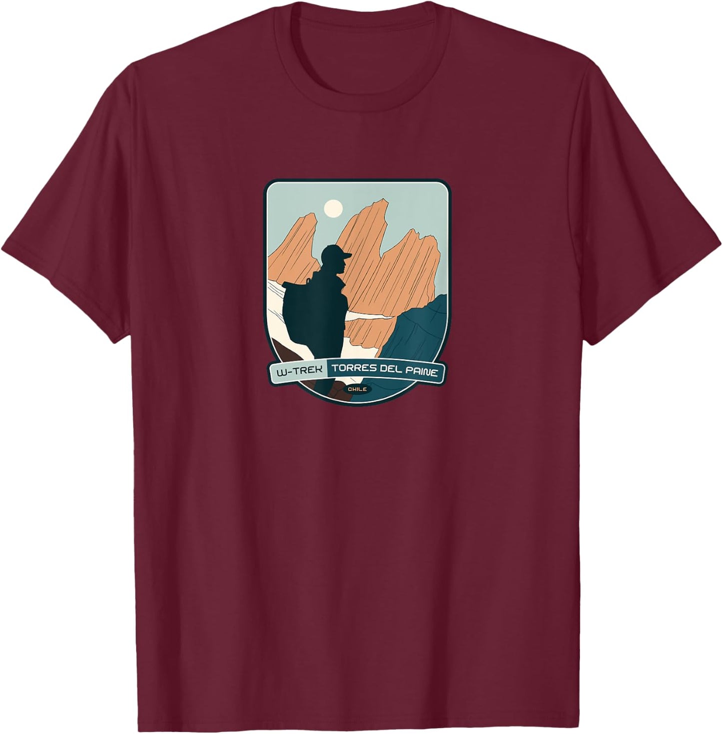 W-Trek – Torres del Paine, Chile hiking T-Shirt - T-Shirt | Maroon