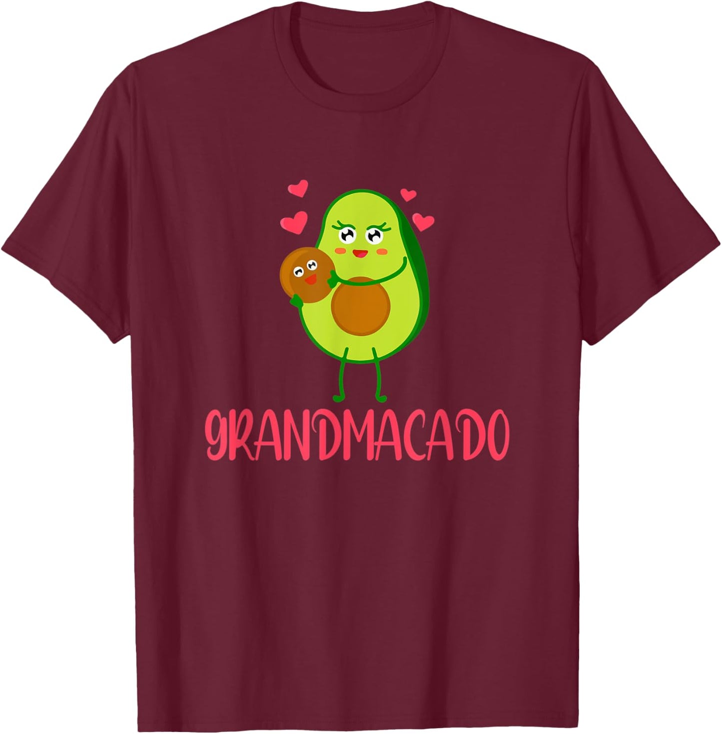 Grandmacado Grandma Avocado Vegan Pregnancy Announcement T-Shirt - T-Shirt | Maroon
