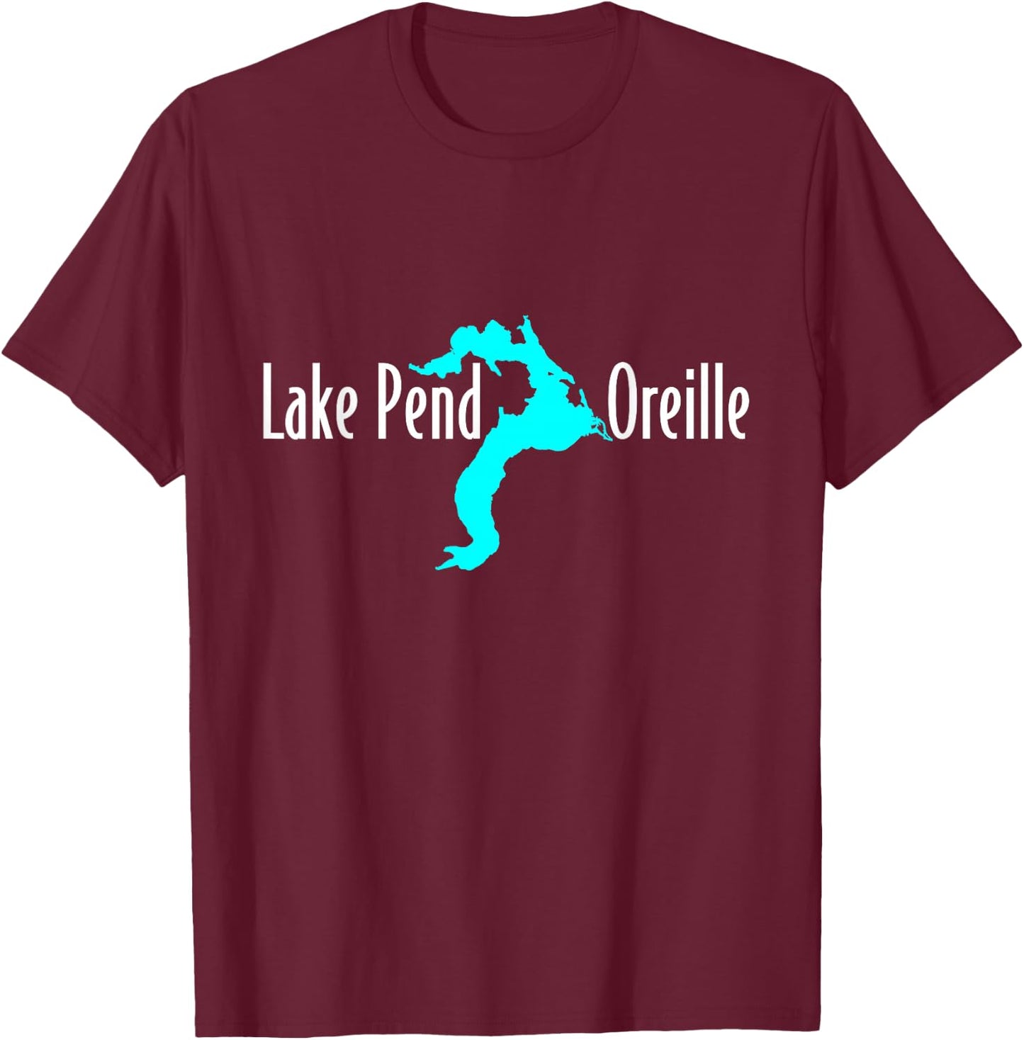 Minimalist Lake Pend Oreille - Idaho T-Shirt - T-Shirt | Maroon