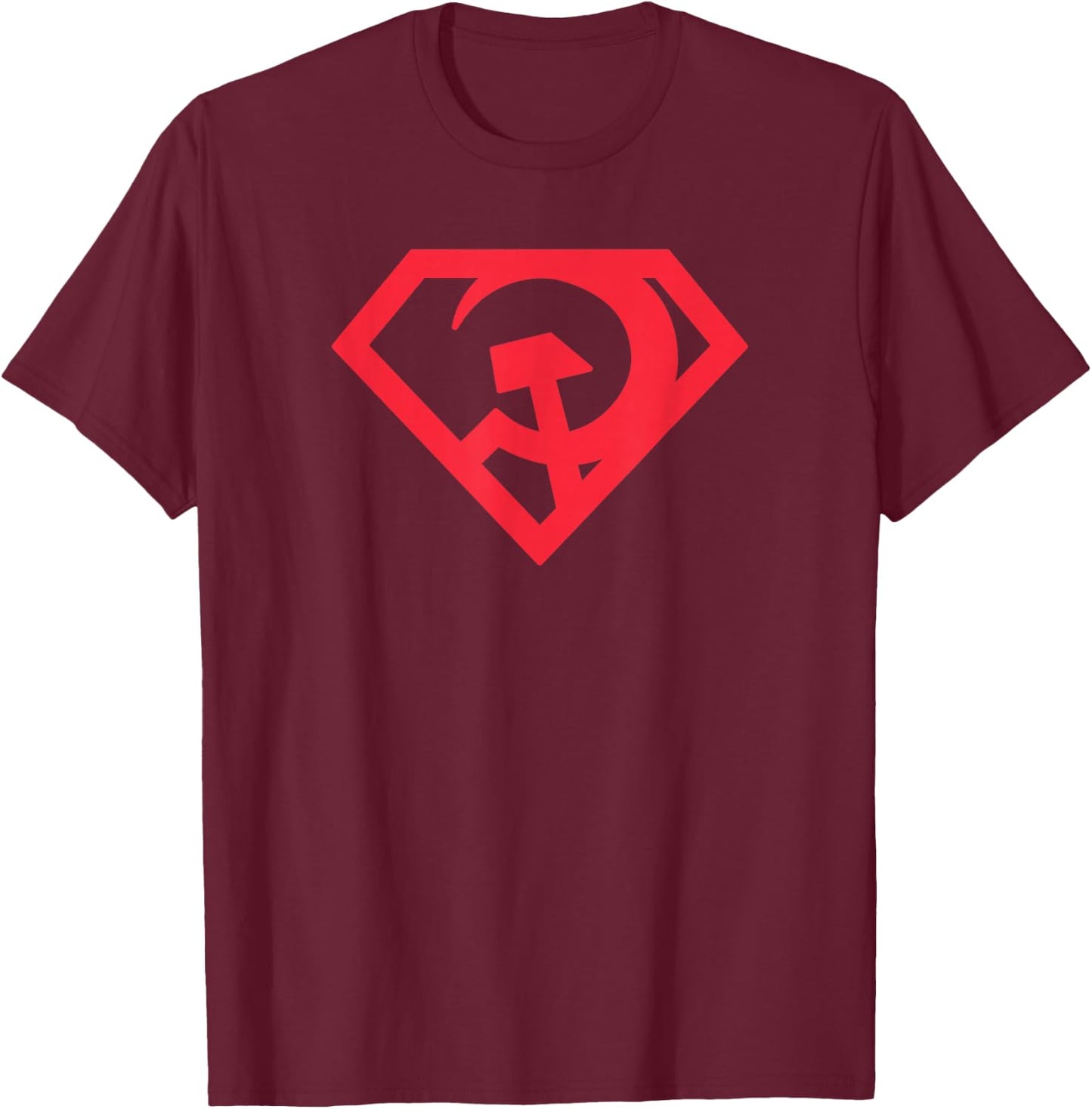 Super communist red child sun heroic hammer sickle black T-Shirt - T-Shirt | Maroon