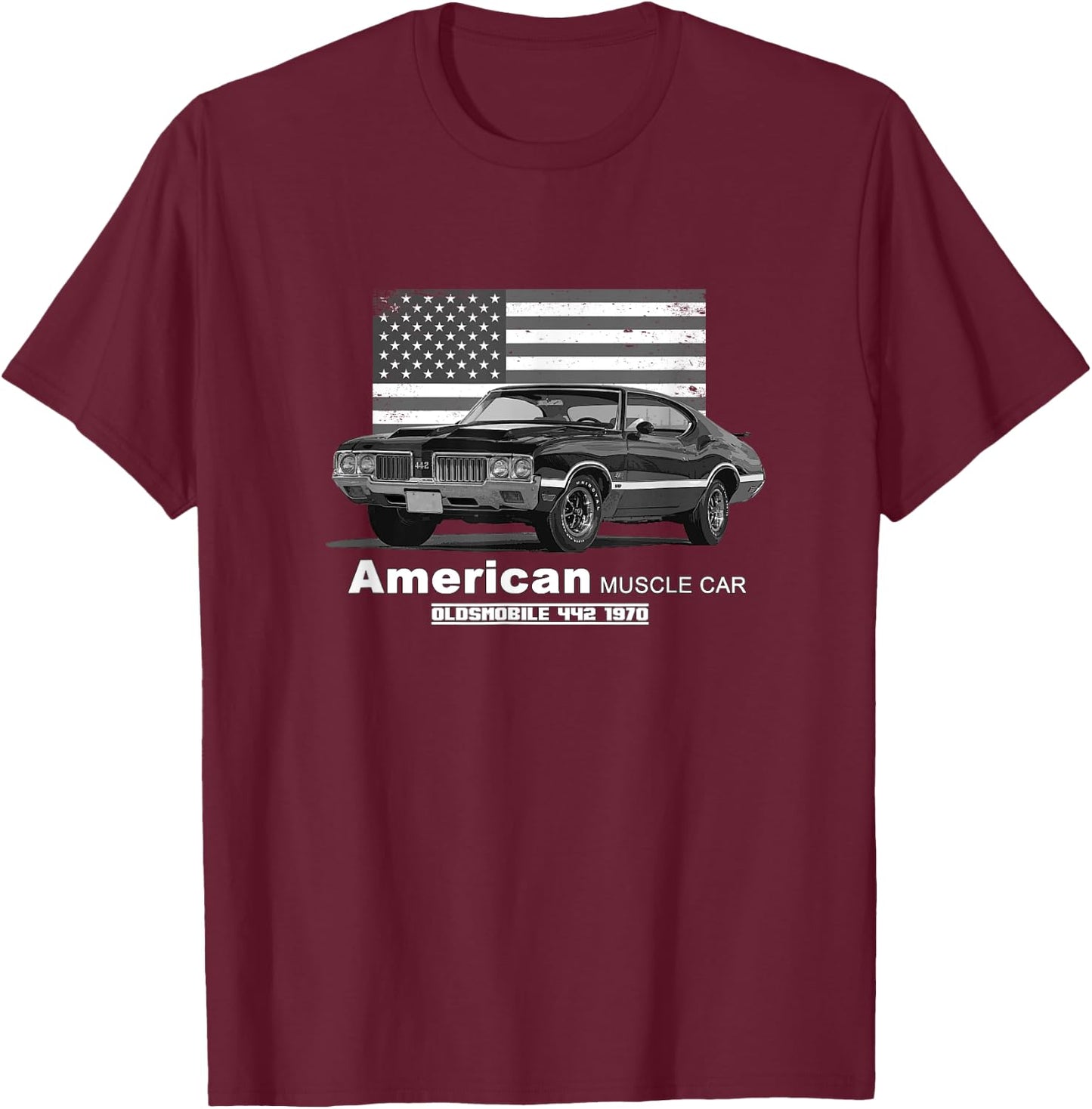 Oldsmobile 442 American Muscle Car 60s 70s Old is Gold T-Shirt - T-Shirt | Maroon
