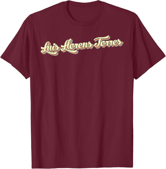 Luis Llorens Torres Retro Art Baseball Font Vintage T-Shirt - T-Shirt | Maroon