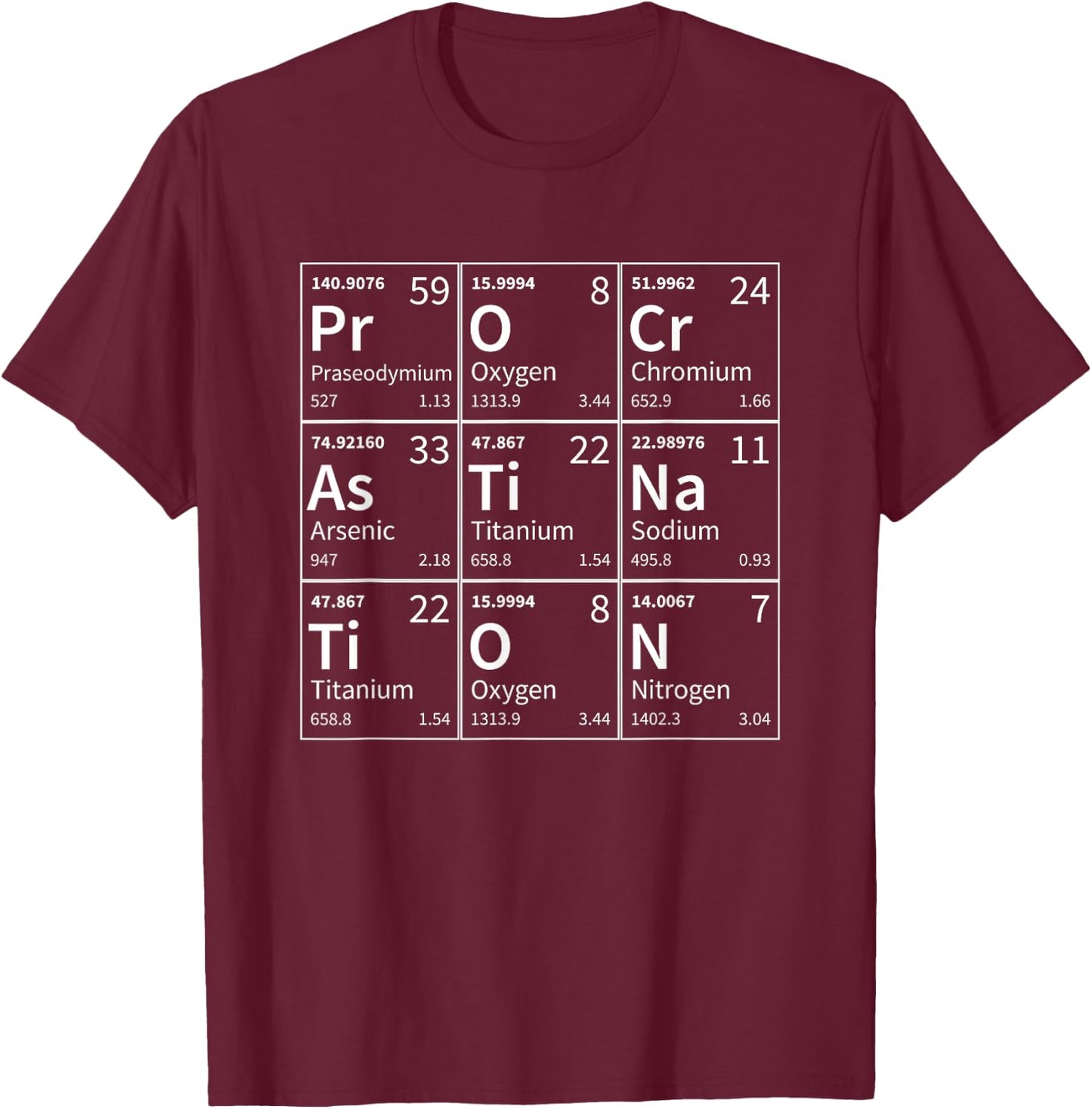 Procrastination Funny Chemical Elements Periodic Table T-Shirt - T-Shirt | Maroon