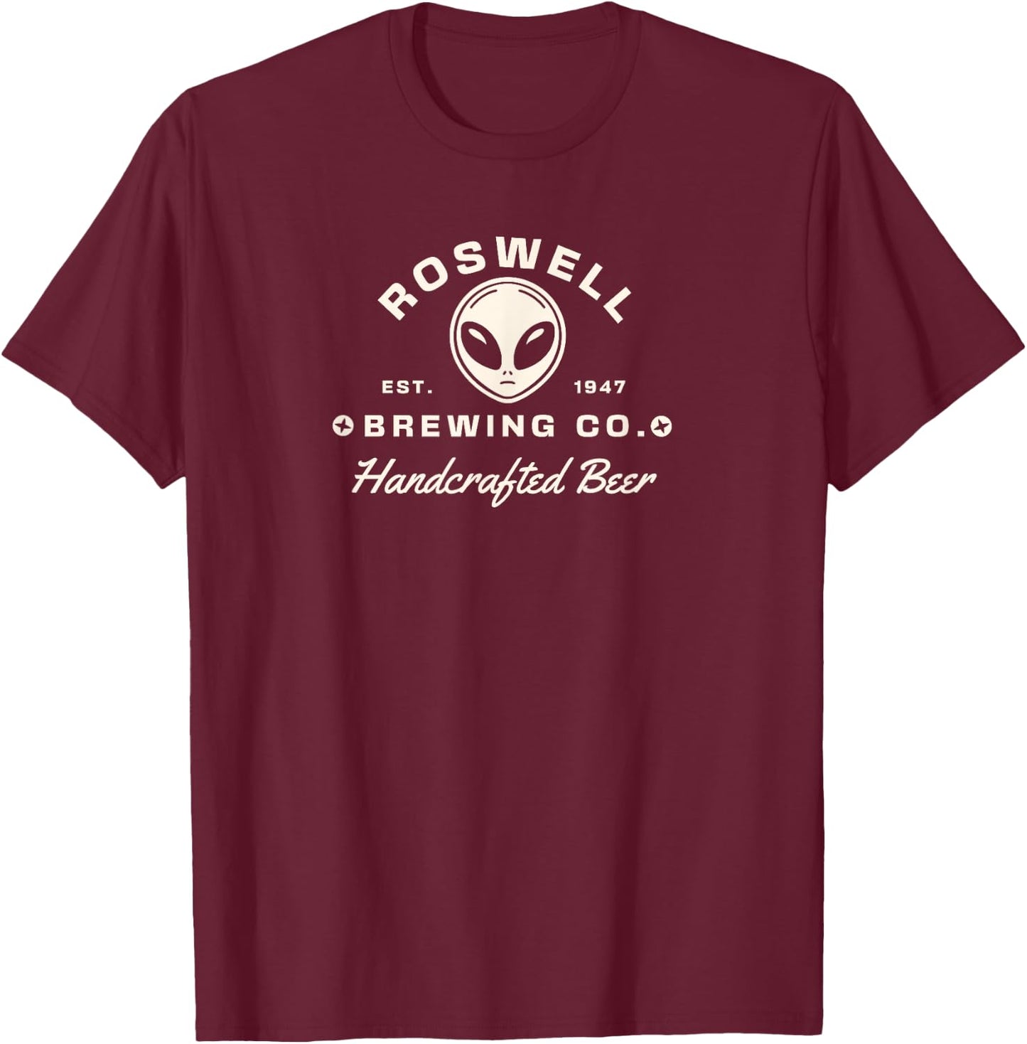 Funny Alien Brewery Roswell 1947 Retro Design Gift T-Shirt - T-Shirt | Maroon