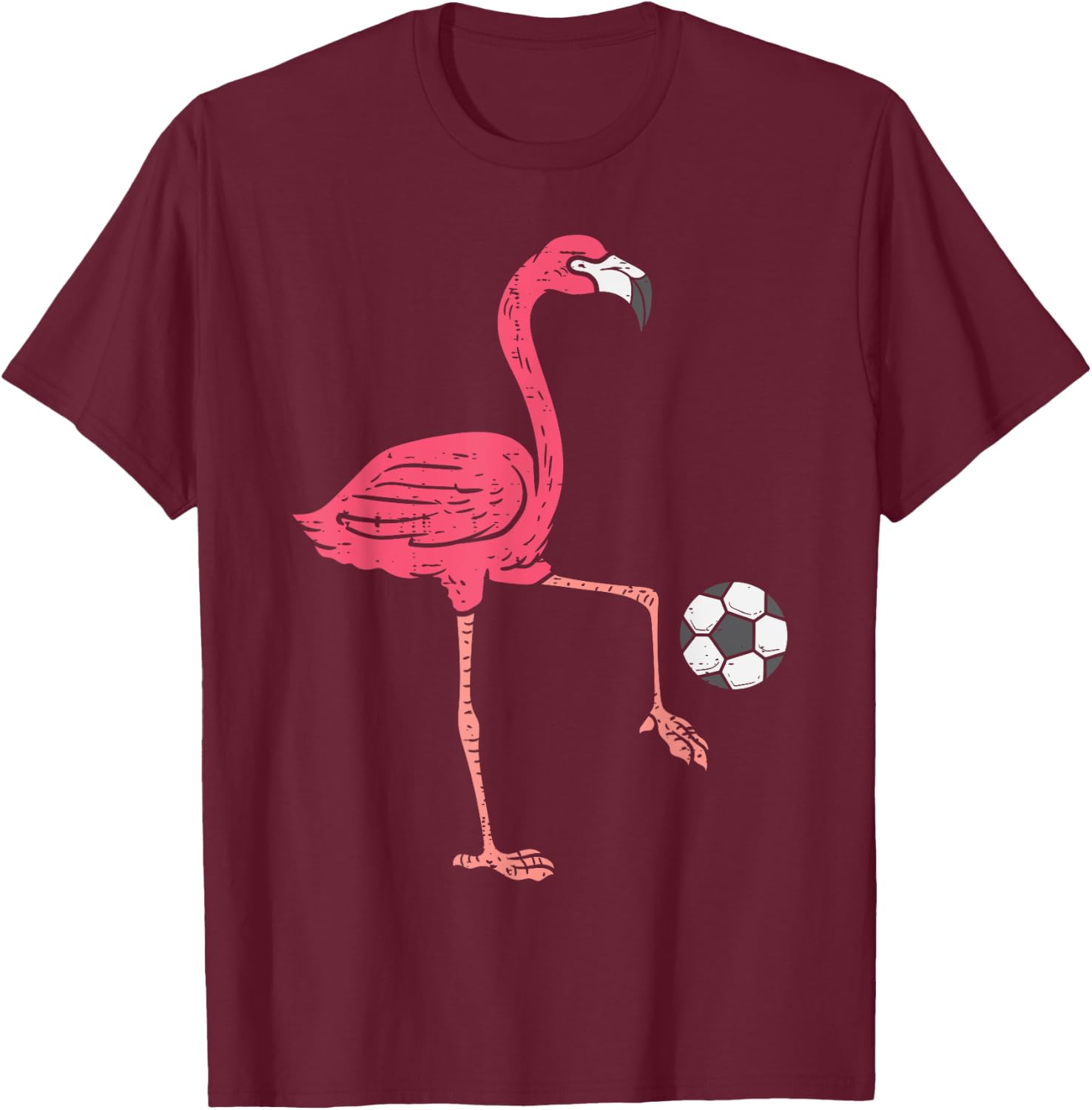 Flamingo Playing Soccer Football Player Men, Women, Kids T-Shirt - T-Shirt | Maroon