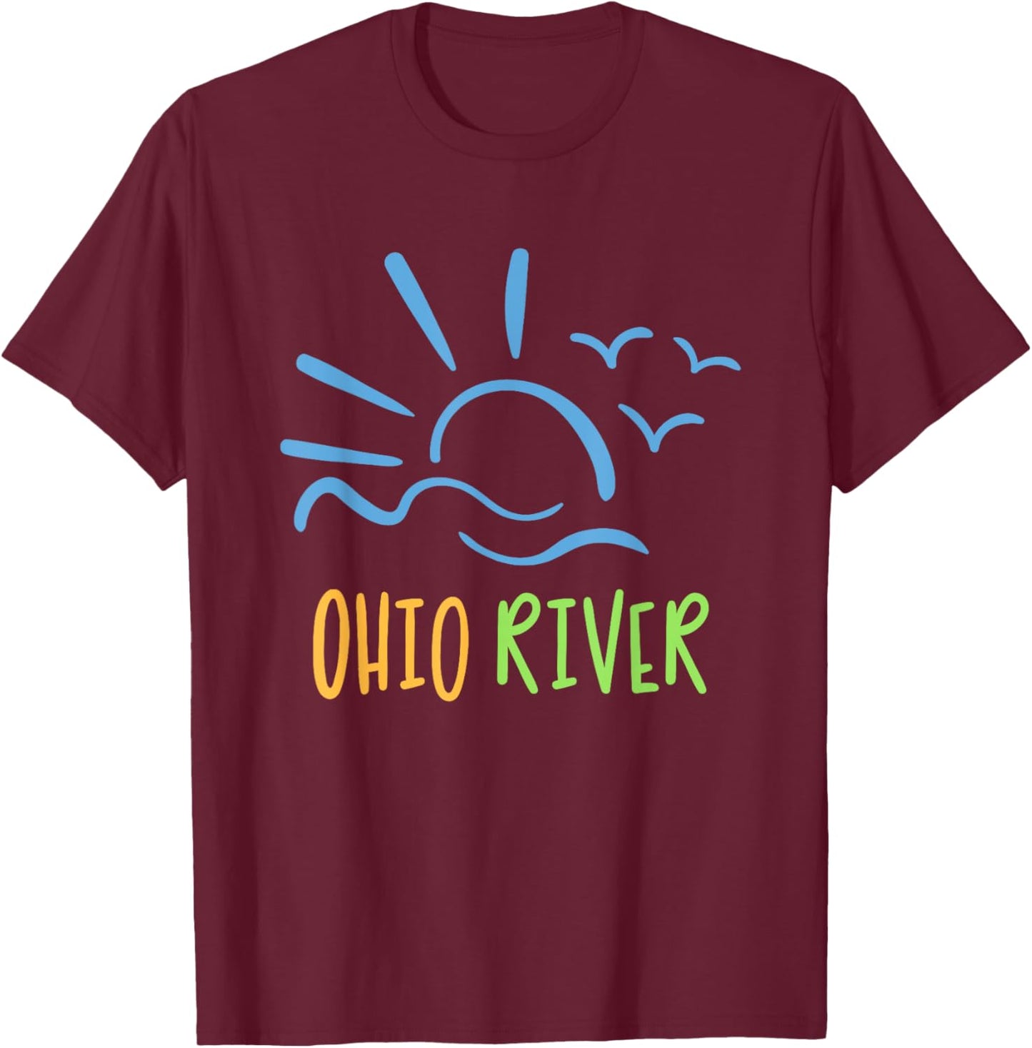 Ohio River fish, boat, relax on the river T-Shirt - T-Shirt | Maroon