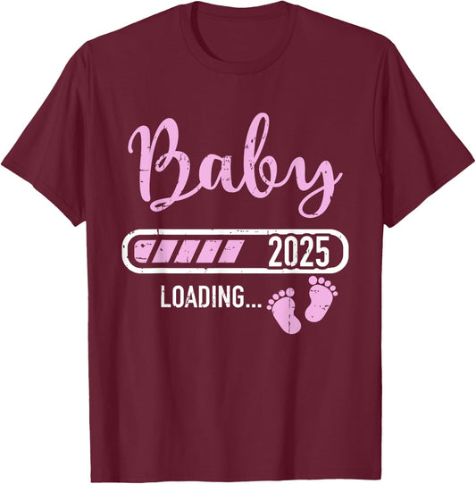 Baby loading 2025 for pregnancy announcement T-Shirt - T-Shirt | Maroon