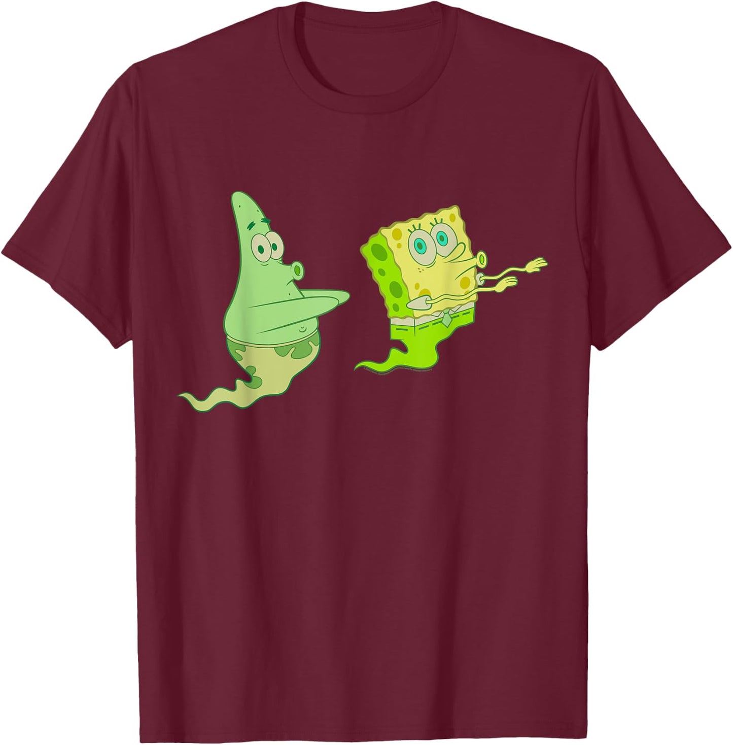 SpongeBob SquarePants Halloween Patrick Star Green Ghost T-Shirt - T-Shirt | Maroon