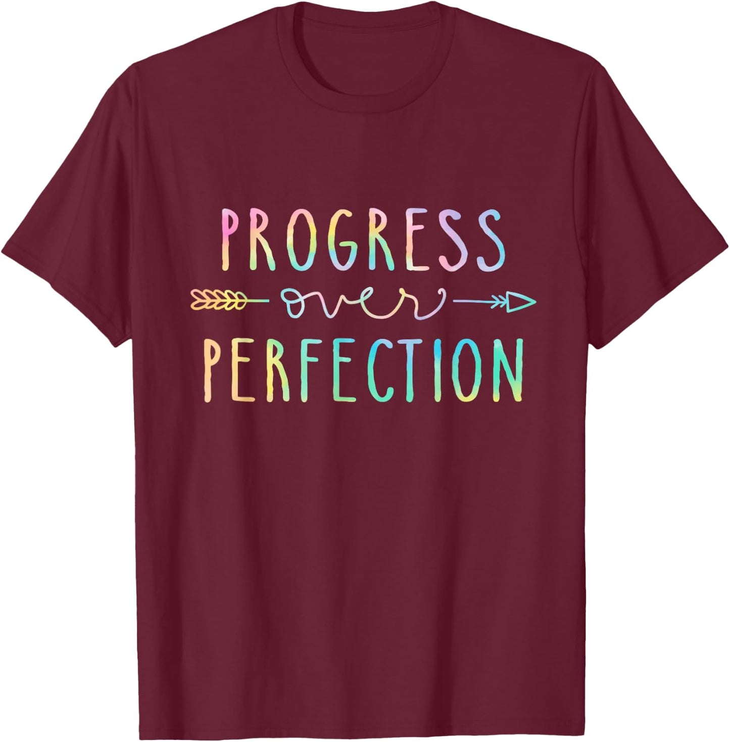 Back To School Progress Over Perfection Motivational Teacher T-Shirt - T-Shirt | Maroon