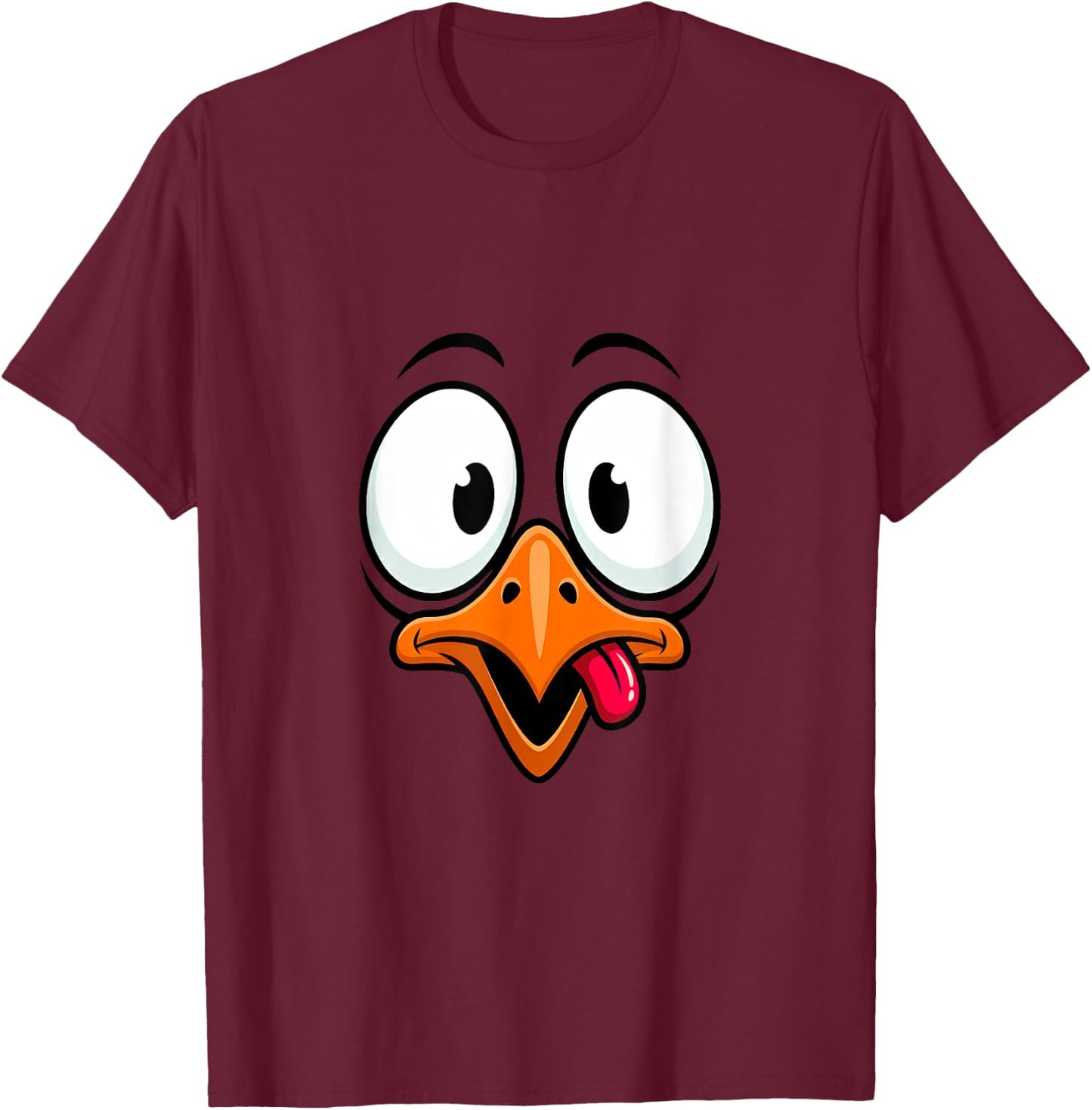 Funny Goofy Bird Face Cartoon Expression T-Shirt - T-Shirt | Maroon