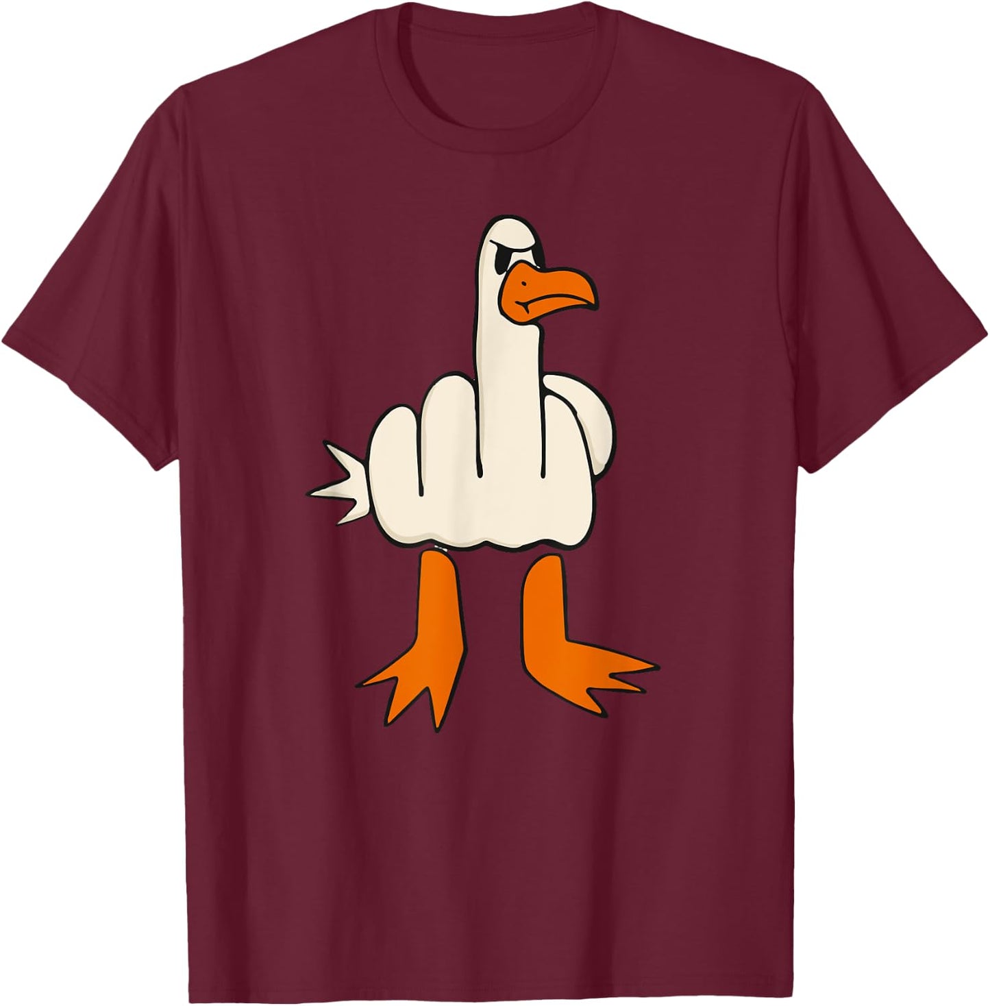 Middle Finger Seagull, Adult Humor, Funny Gesture Flip Off T-Shirt - T-Shirt | Maroon