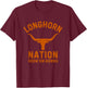 Longhorn Nation Hook'em Horns Orange distressed text T-Shirt - T-Shirt | Maroon