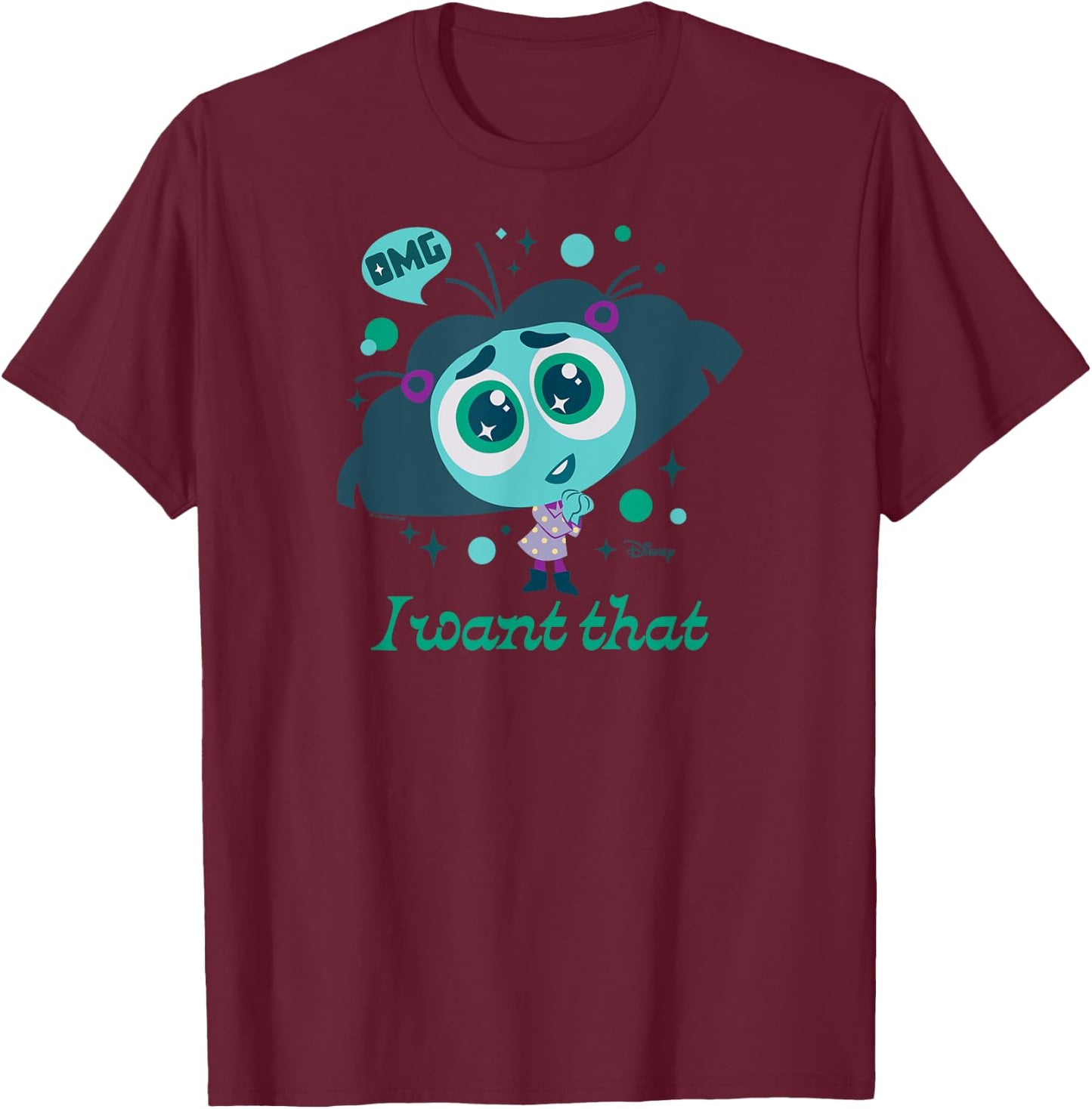 Inside Out 2 - Envy Character OMG I Want That T-Shirt - T-Shirt | Maroon