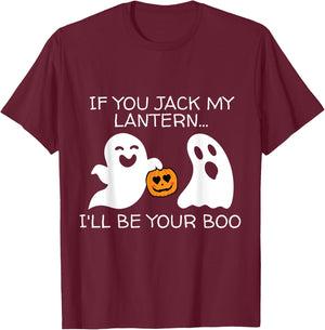 Funny Halloween Adult Ghost And Jack-o-Lantern Men Women T-Shirt - T-Shirt | Maroon