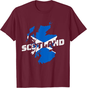 Scottish Map and Flag Souvenir Scotland Pride Scottish Gift T-Shirt - T-Shirt | Maroon