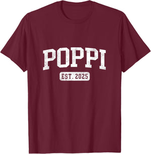 First Time Poppi 2025 Pregnancy Reveal Black -Adults Modern T-Shirt - T-Shirt | Maroon