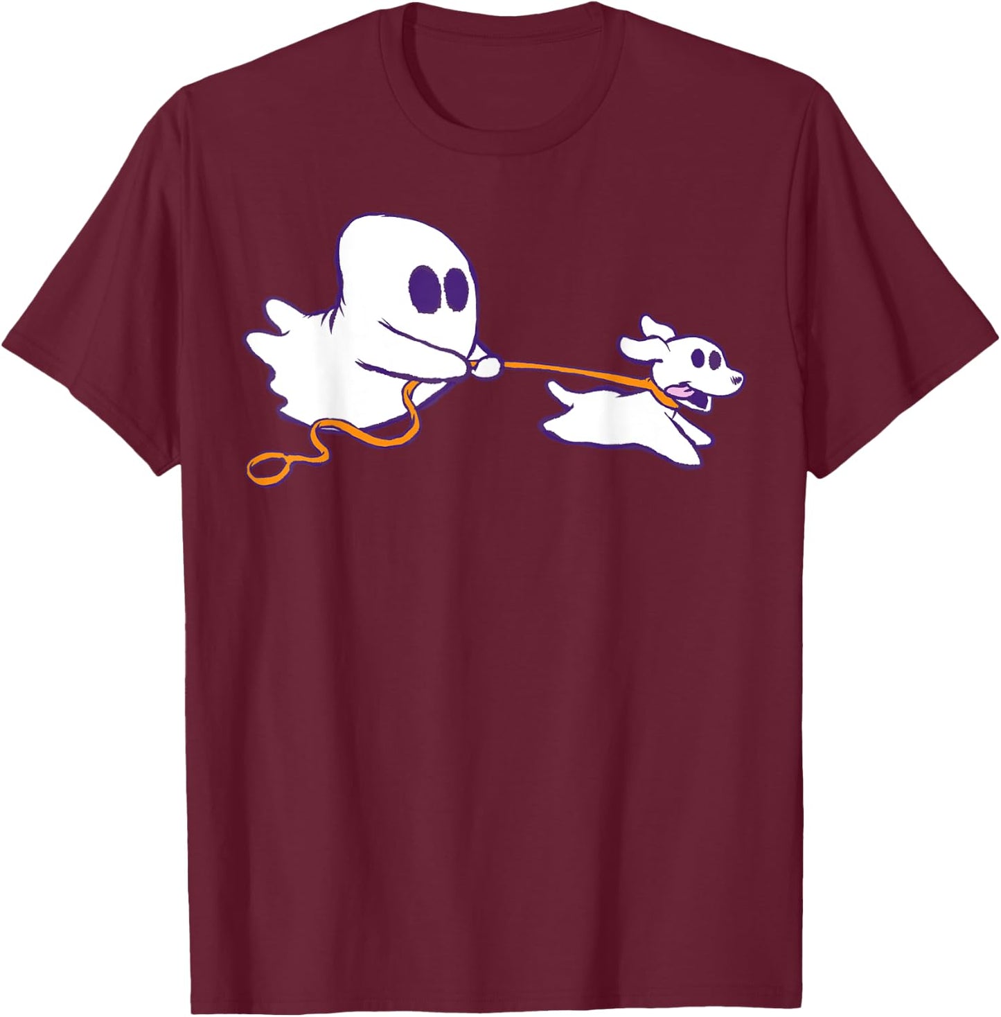 Cute Ghost Dog Walker Graphic Halloween Costume T-Shirt - T-Shirt | Maroon