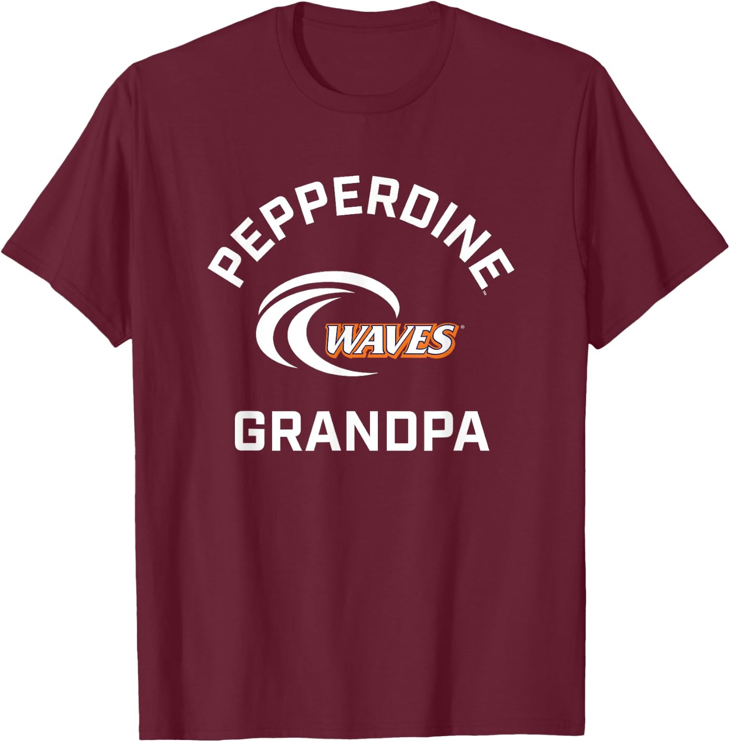 Pepperdine University Waves Arched Grandpa T-Shirt - T-Shirt | Maroon