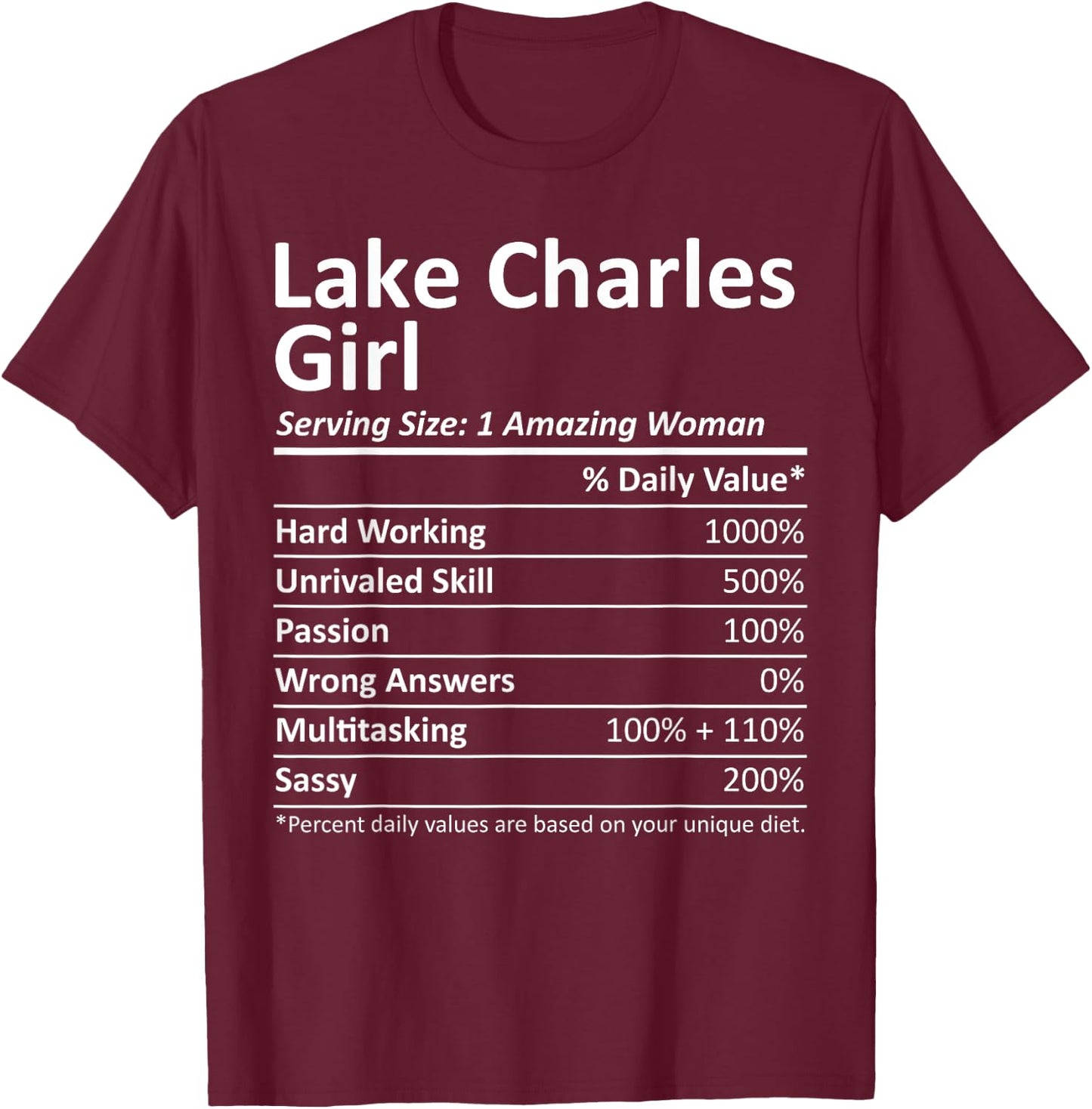 LAKE CHARLES GIRL LA LOUISIANA Funny City Home Roots Gift T-Shirt - T-Shirt | Maroon
