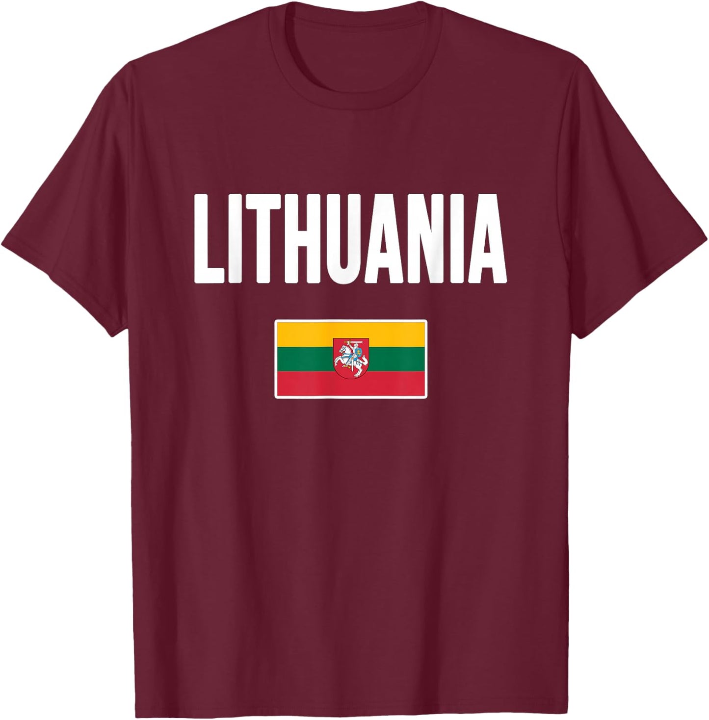 Lithuania Lithuanian Flag Lietuva Souvenir T-Shirt - T-Shirt | Maroon