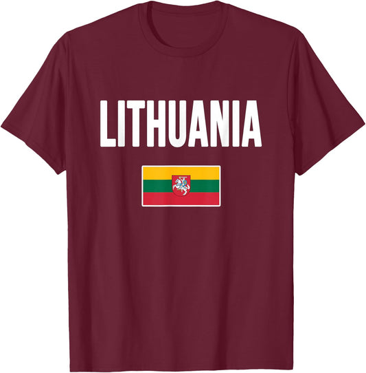 Lithuania Lithuanian Flag Lietuva Souvenir T-Shirt - T-Shirt | Maroon