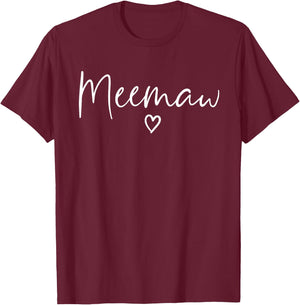 Meemaw Gifts Grandma Heart Mother's Day Meemaw T-Shirt - T-Shirt | Maroon