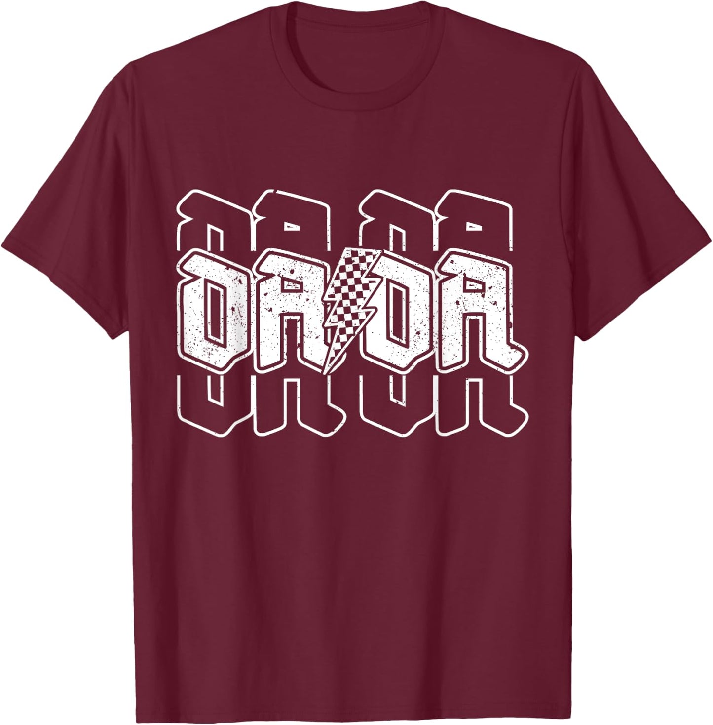 Checkered Dada Lightning Bolt Father's Day For Dad Father T-Shirt - T-Shirt | Maroon