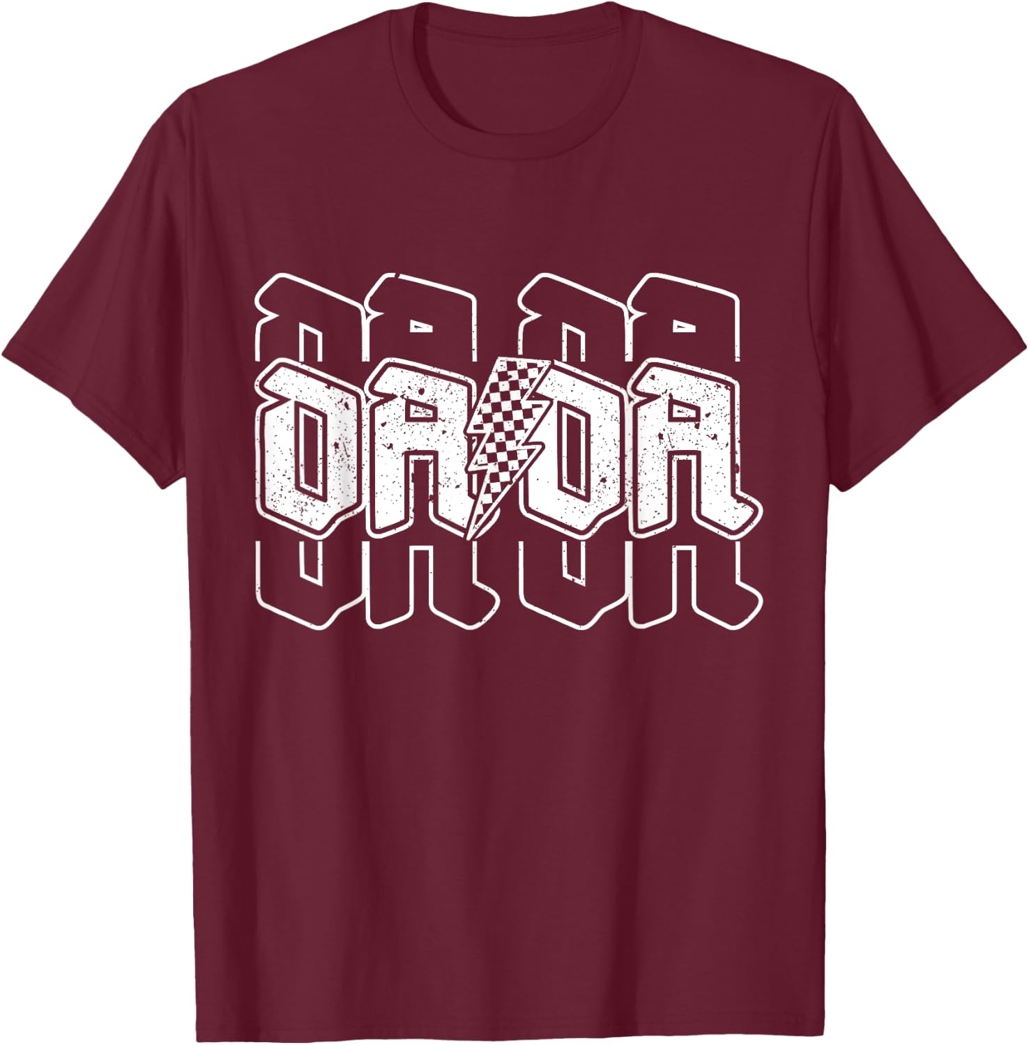 Checkered Dada Lightning Bolt Father's Day For Dad Father T-Shirt - T-Shirt | Maroon