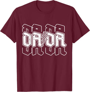 Checkered Dada Lightning Bolt Father's Day For Dad Father T-Shirt - T-Shirt | Maroon