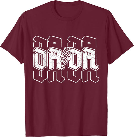 Checkered Dada Lightning Bolt Father's Day For Dad Father T-Shirt - T-Shirt | Maroon