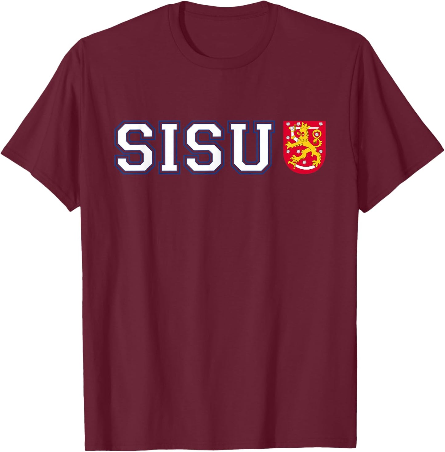 Finland Finnish Sisu Flag Crest T-Shirt - T-Shirt | Maroon