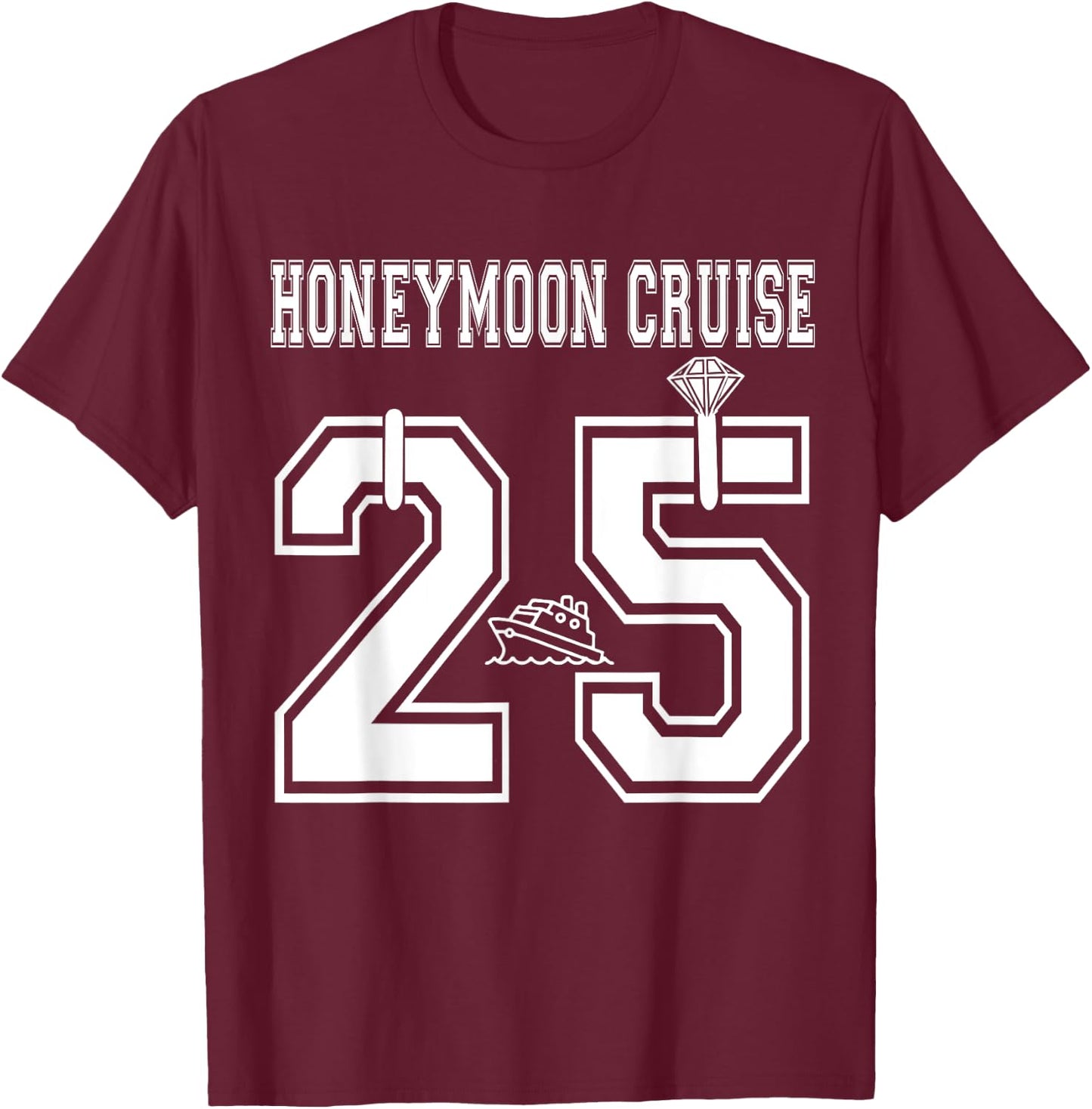 2025 Just Married Honeymoon Cruise Newlyweds Wife Husband T-Shirt - T-Shirt | Maroon