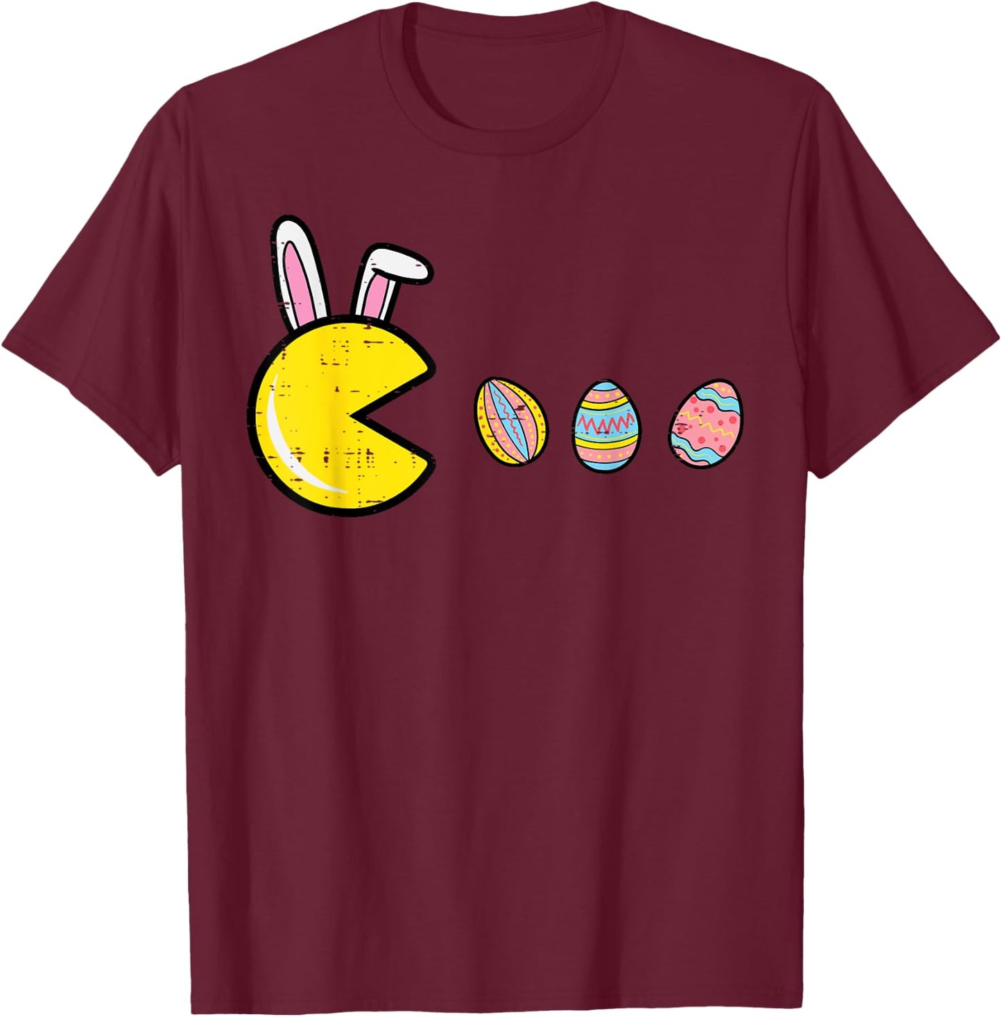 Video Game Eating Easter Eggs Retro Gamer Men Boys Kids Teen T-Shirt - T-Shirt | Maroon