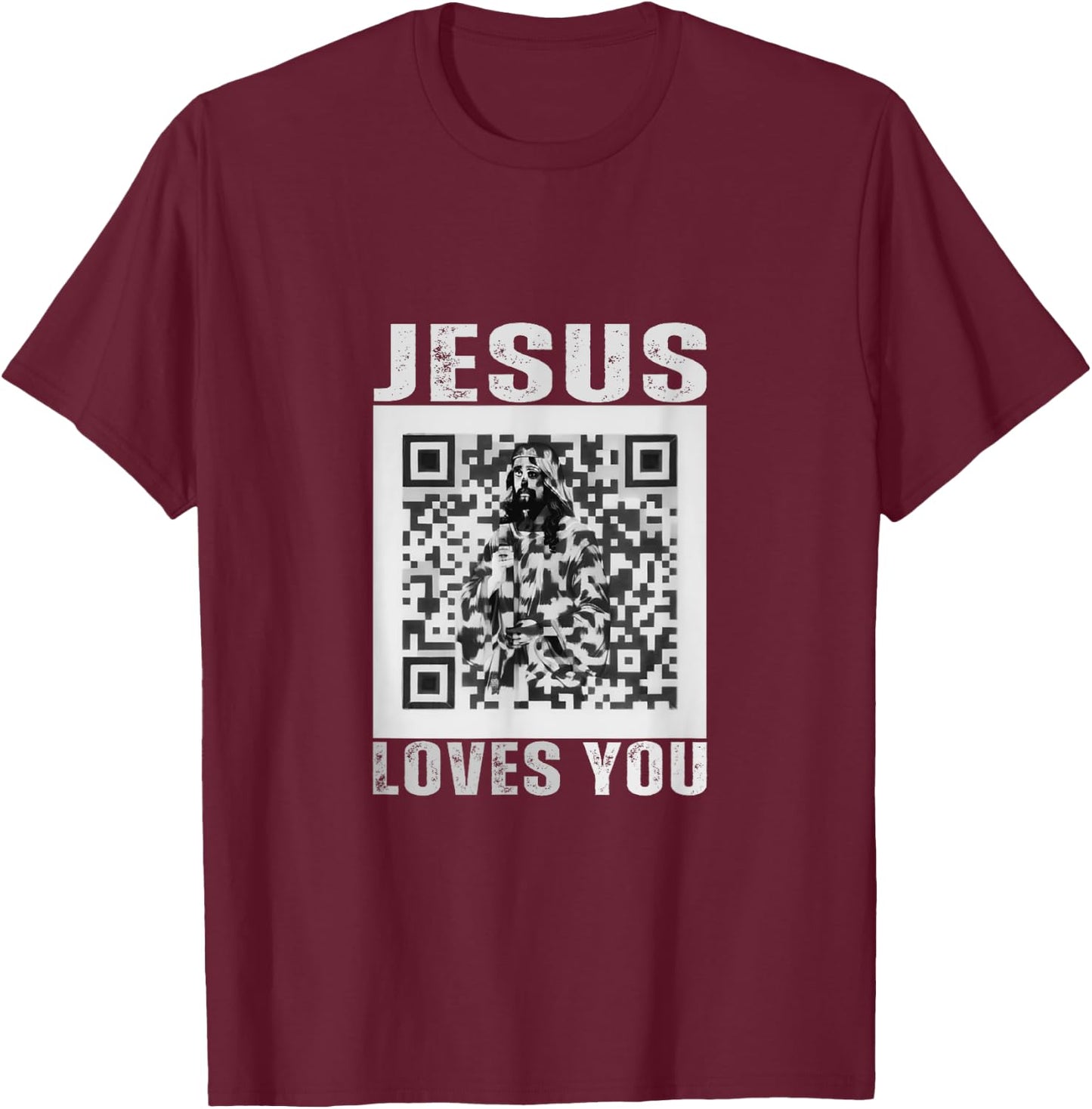 Jesus Loves You Funny Rick Roll Meme Sarcastic Humor Joke T-Shirt - T-Shirt | Maroon
