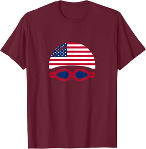 USA Swim Shirt, USA Summer Swimming 2024 Games T-Shirt - T-Shirt | Maroon