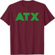ATX / Austin TX Retro Design In Green T-Shirt - T-Shirt | Maroon