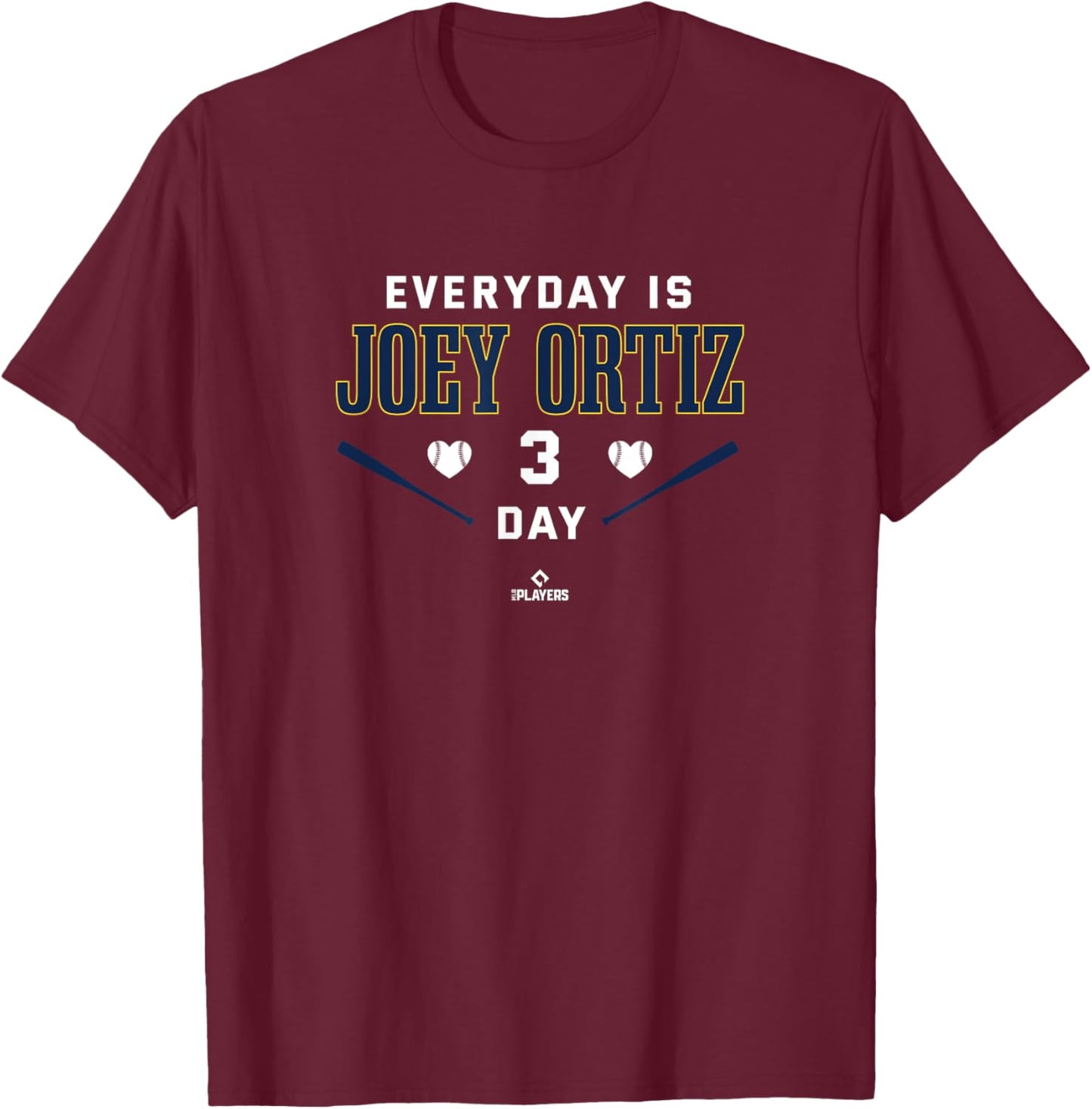 Everyday Is Joey Ortiz Milwaukee Baseball MLBPA T-Shirt - T-Shirt | Maroon