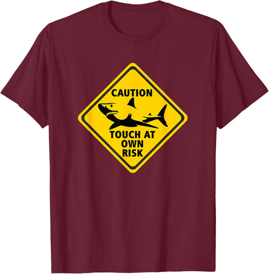 Swimming Bathing Parody Warning Sign Shark T-Shirt - T-Shirt | Maroon