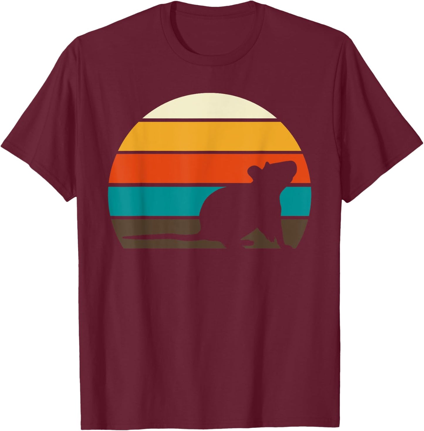 Retro Rat Rodents Vintage Sunset Graphic T-Shirt - T-Shirt | Maroon