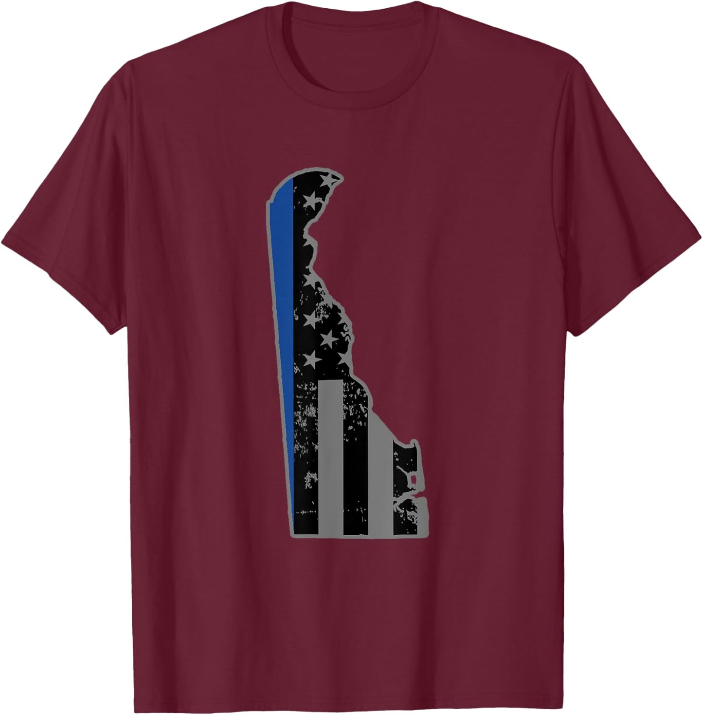 Delaware State Police Shirt Thin Blue Line Flag Shirt T-Shirt - T-Shirt | Maroon